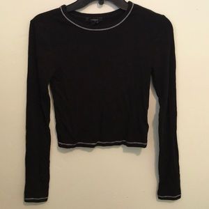 Forever 21 Black Top Cropped White Stitching
